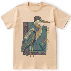 Hipster Heron Bird T-Shirt Beanie Hat Geometric Abstract Art Nature Gift