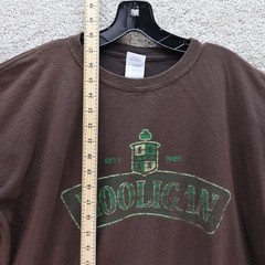 Hooligan Graphic T-Shirt Mens XL Brown Streetwear Tee (see photo for flaw)