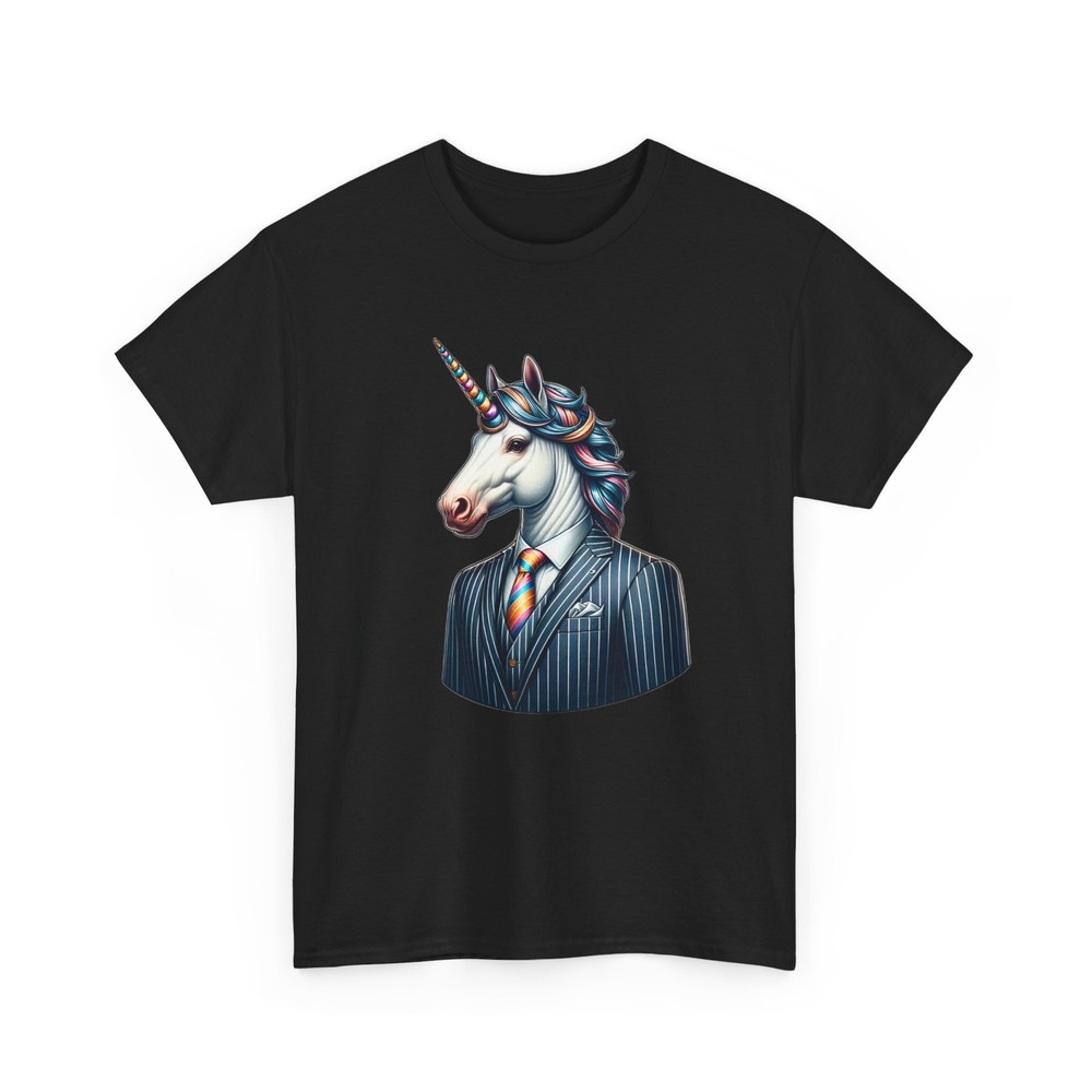 Unisex Adult T Shirt Unicorn Business Suit Whimsical Whacky Mythical Dad Vibes