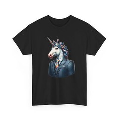 Unisex Adult T Shirt Unicorn Business Suit Whimsical Whacky Mythical Dad Vibes