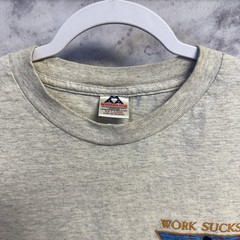 Vintage 90s Work Sucks Im Going Golfing T Shirt Size 2XL Gray Cropped Golf