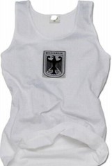 Authentic German Military Bundeswehr Vest Tank Top Jersey White w/ Patch Eagle