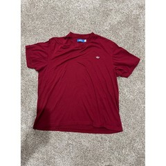 Adidas Originals Mens Blade Collar V-Neck T-Shirt Maroon Trefoil Logo 2XL