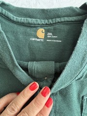 Carhartt Short-Sleeve Henley Tee in Forest Green with Chest Pocket size 2XL