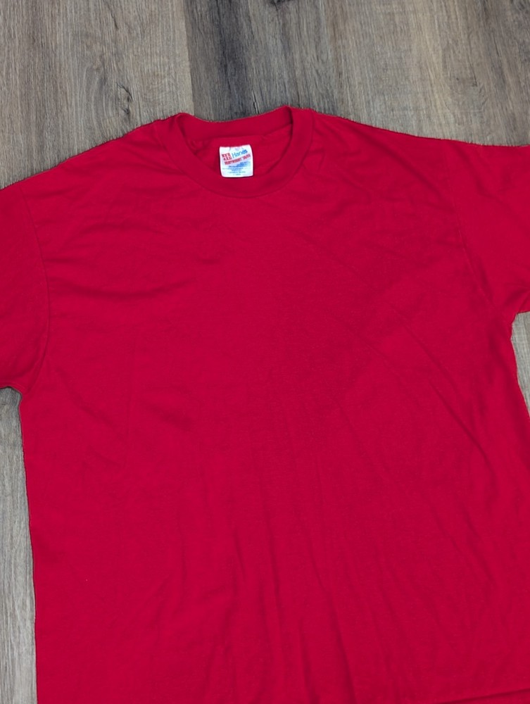 Vintage Hanes Shirt Mens XL Heavyweight 50/50 Red Blank Single Stitch 90s Y2K