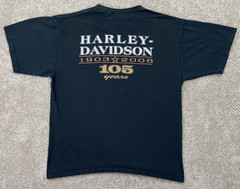 Harley Davidson Shirt Men’s Large Black Tee 105 Years 2008 Made in USA