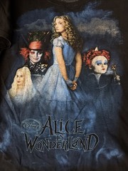 Tim Burtons Disney Alice in Wonderland Movie Promo Shirt 2010 Black Size Large
