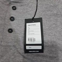 Public Rec Adapt LS Henley Mens Large Heather Gray Long Sleeve Performance Shirt