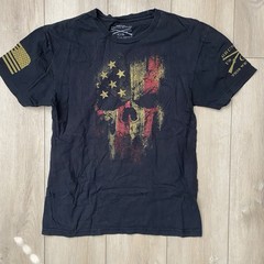 Grunt Style Mens Skull American Flag Graphic T Shirt Black MEDIUM Casual Cotton