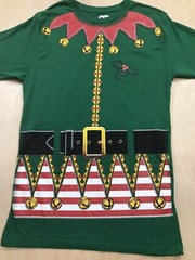 Mens Holiday Time Green Short Sleeve Christmas Elf T-Shirt Size Small