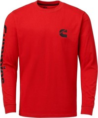 Cummins Long-Sleeve T-shirt Wordmark Crew Neck Shirt Red
