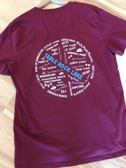 Upcycled Table Rock Lake T-shirt w/ Marinas & Landmarks Graphic, Magenta Size L