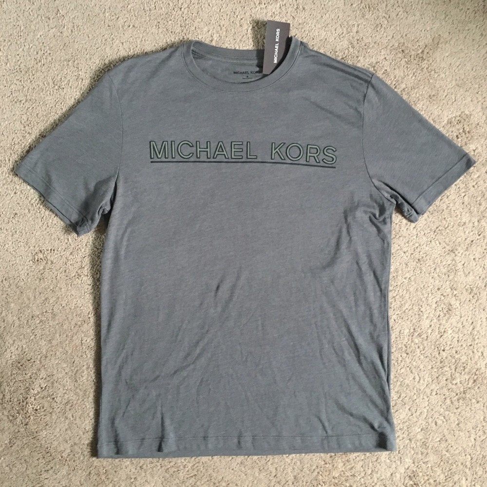 MICHAEL KORS Mens Grey Ash Melange Logo Tee Shirt KF75GJPFV4 (Large) NWT $49.50