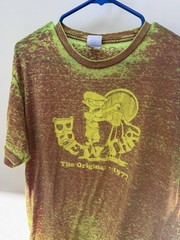 Acid wash Brew Thru T-shirt Extreme Distressed Yellow Red Size Large