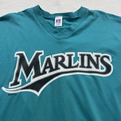 Vintage Russell Athletic V Neck T-Shirt Men’s XL FL Marlins Made In USA 2000