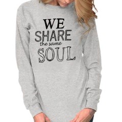 We Share The Same Soul Friendship Romantic Long Sleeve Tshirt Tee for Women