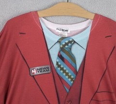 Faux Real Shirt Men’s 2XL Red Long Sleeve Stretch Ron Burgandy Halloween Costume