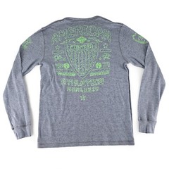 American Fighter Shirt Mens 3XL Gray Long Sleeve Shirt Thermal Waffle Knit