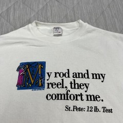 Vintage Fishing Quote XL Sweatshirt White Biblical Rod & Reel 90s Delta USA Made