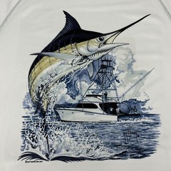 Men’s Guy Harvey x Champion Shirt Double Dry Long Sleeve White XXL Marlin
