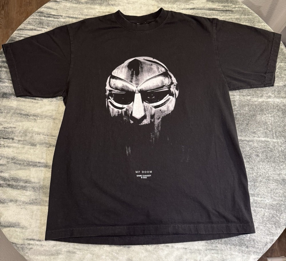 Vintage MF Doom Mask Medieval Game Changer Heavyweight Black T-Shirt Size XL