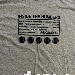 Cooperstown Mens Baseball T-Shirt Gray Sz L Inside Numbers Priceless Vintage