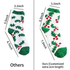 6 Pairs Adult Christmas Holiday Socks Warm Cozy Fuzzy Plus Size AntiSlip Fit