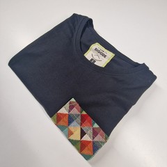 Bigode Mens T Shirt Navy Geometric Pocket Tee Mens L Casual Cotton Portuguese