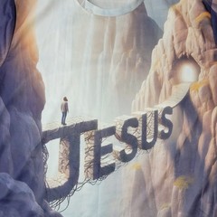 Jesus 3D Shirt Mens Medium Performance White Gray Graphic Print