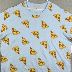NEW Disney T-Shirt Mens 4XL Blue Mickey Mouse Pizza Slice All Over Print Tee