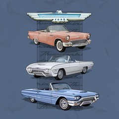 Joe Blow T’s Ford Thunderbird Mens Blue T-Shirt 1st 3rd 4th Gen 1957 1963 T-Bird