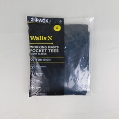 4pc Walls Working Man’s Short Sleeve Pocket T-Shirts Black 42-44, Large #A338