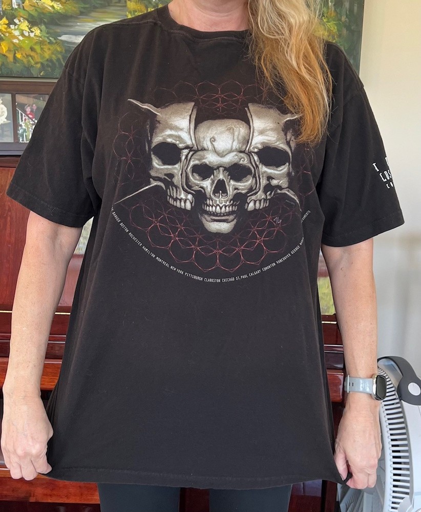 Tool Vintage Los Angeles California Black Tour Shirt Red Grid Skull Size XL
