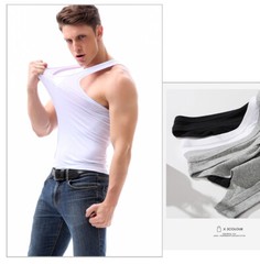 3-6 Mens 100% Cotton A-Shirt Tank Top Ribbed Undershirt Black White