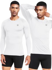 NELEUS 4 Pack Men’s Workout Shirts Compression Dry Fit Long Sleeve Shirts,Cre…