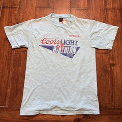 Vintage Coors Light Official Shirt Mens Medium Blue Biathlon Tee T-Shirt Anvil