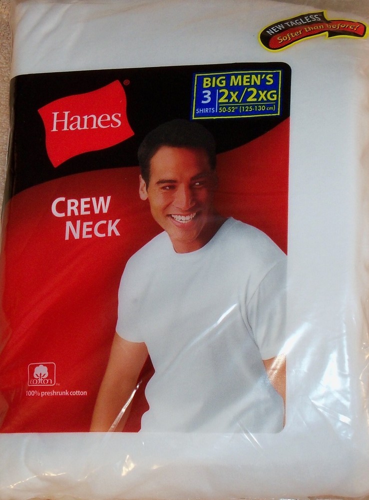 Underwear – Men’s – T-Shirts – Crew Neck – Traditional – White- Hanes- MED | LRG