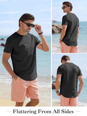 Comdecevis Mens Short Sleeve T-Shirts Crewneck Curved Hem Cotton Tees Hipster