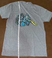 Gnasher Wolf Blue & Yellow Lightning Eyes Graphic Next Level Gray T-Shirt M