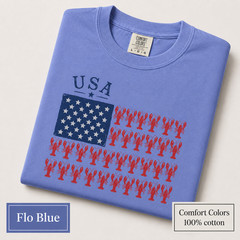 Patriotic Lobster Flag Shirt, Coastal USA Comfort Colors Fourth of July Tee