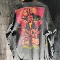 Kurt Cobain Nirvana Custom Long Sleeve Shirt 4-Sided Print Shaka Wear in Black!!