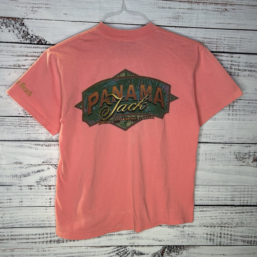Vintage 90s Panama Jack Single Stitch T-Shirt Surf Beach Graphic Tee Size Medium