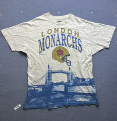 Vintage 90s London Monarchs WLAF Hanes Beefy-T Shirt Size XL Tower Bridge Single