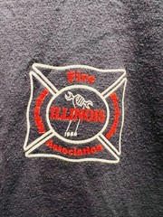 Vintage Anvil Cotton Illinois Fire Association 1986 Long Sleeve Henley Shirt