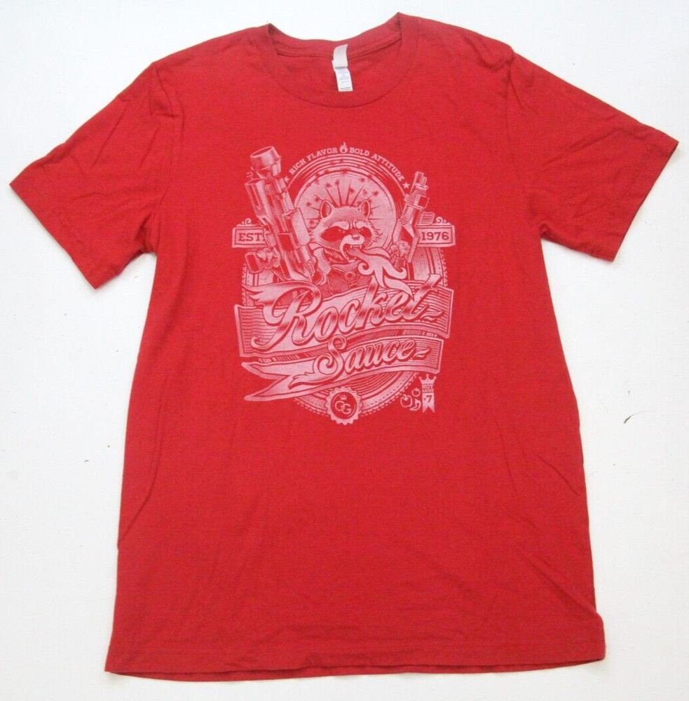 Medium Canvas Rocket Sauce Red Graphic Tee T-Shirt Top Short Sleeve Mans 1398