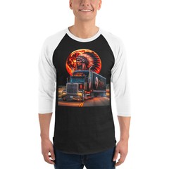 American Big Rig Semi Truck 3/4 Sleeve Raglan Shirt | Native American Chief Tee