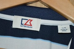 Cutter & Buck Striped Golf Polo Shirt Polyester Spandex – Large L