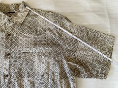 Nautica Printed Short Sleeve Button Down Shirt Men’s L Beige Collared Pockets