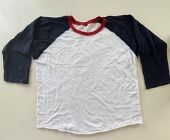 LAT Men’s Size L Red White & Blue 3/4 Sleeve Baseball Raglan Tee