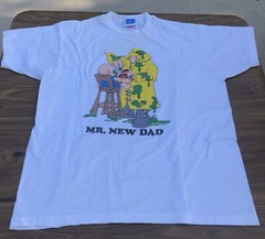 Fathers Day-Vintage 1989 Mr. New Dad Funny Image Printed T-Shirt XL Multi Color